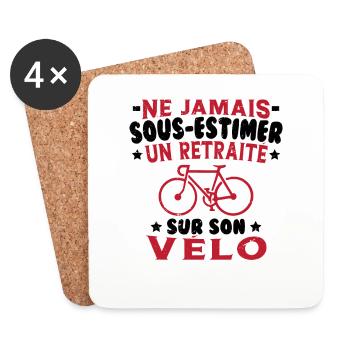 Un Retraité Sur Son Vélo Humour Retraite Cycliste - Dessous de verre (lot de 4) - blanc - Devant