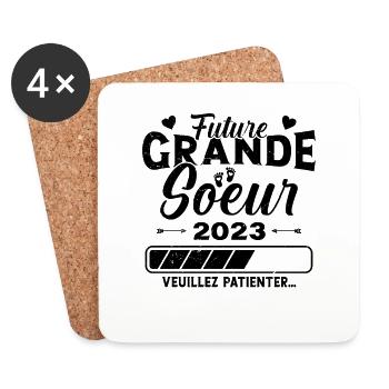 Future Grande Soeur 2023 Cadeau Annonce Grossesse - Dessous de verre (lot de 4) - blanc - Devant