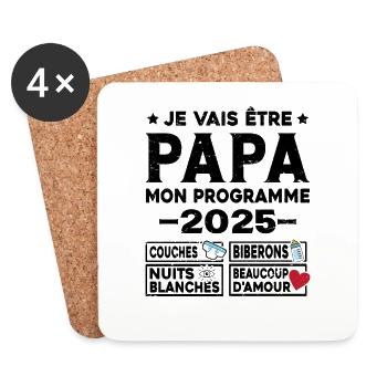 Je vais être papa mon programme en 2025 - Dessous de verre (lot de 4) - blanc - Devant