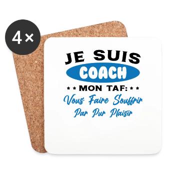 Je suis Coach Humour Cadeau Sportif - Dessous de verre (lot de 4) - blanc - Devant
