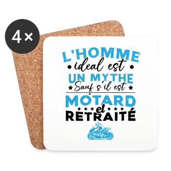 Motard Et Retraité Cadeau Homme Humour - Dessous de verre (lot de 4) - blanc - Devant