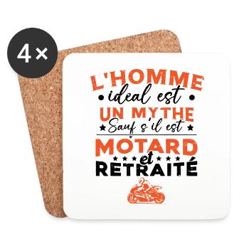 Motard Et Retraité Cadeau Homme Humour - Dessous de verre (lot de 4) - blanc - Devant