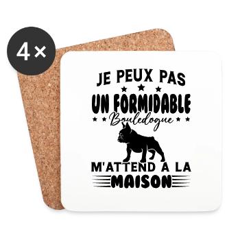 Je Peux Pas un formidable Bouledogue M'attend - Dessous de verre (lot de 4) - blanc - Devant