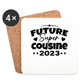 Future Super Cousine 2023 Annonce Grossesse - Dessous de verre (lot de 4) - blanc - Devant