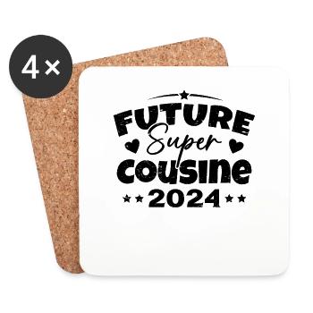 Future Super Cousine 2024 Annonce Grossesse - Dessous de verre (lot de 4) - blanc - Devant
