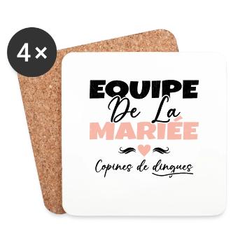 Equipe de la mariée copines de dingues - Dessous de verre (lot de 4) - blanc - Devant