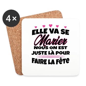 Team Mariée Enterrement de vie de Jeune Fille - Dessous de verre (lot de 4) - blanc - Devant
