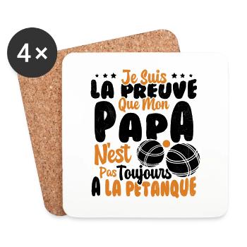 Preuve que mon Papa Pétanque Humour Papa Bouliste - Dessous de verre (lot de 4) - blanc - Devant