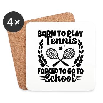 Né Pour Jouer au Tennis Humour Cadeau - Dessous de verre (lot de 4) - blanc - Devant