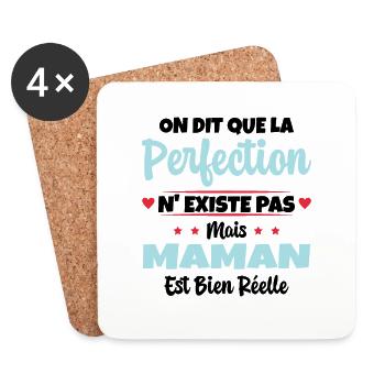 Maman est la perfection - Cadeau fête des mères - Dessous de verre (lot de 4) - blanc - Devant