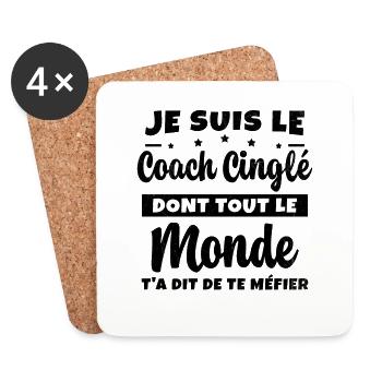 Coach Cinglé Humour Coaching Sportif Cadeau - Dessous de verre (lot de 4) - blanc - Devant