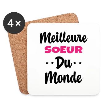 Meilleure Soeur Du Monde Humour Cadeau - Dessous de verre (lot de 4) - blanc - Devant