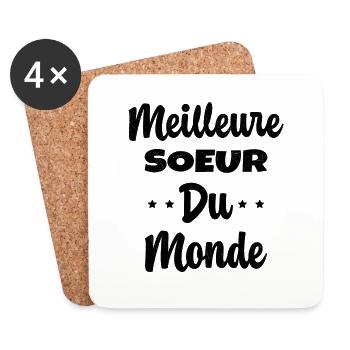 Meilleure Soeur Du Monde Humour Cadeau - Dessous de verre (lot de 4) - blanc - Devant