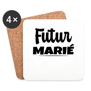 Homme Futur Marié Cadeau Humour EVG - Dessous de verre (lot de 4) - blanc - Devant