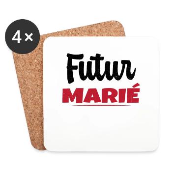 Homme Futur Marié Cadeau Humour EVG - Dessous de verre (lot de 4) - blanc - Devant