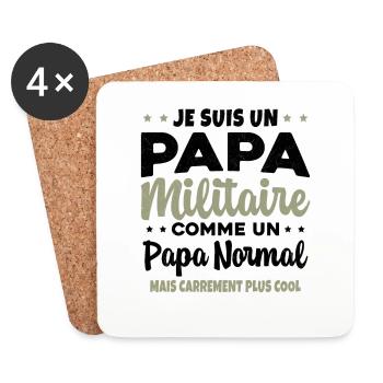 Homme Je Suis Papa Militaire Humour Cadeau soldats - Dessous de verre (lot de 4) - blanc - Devant