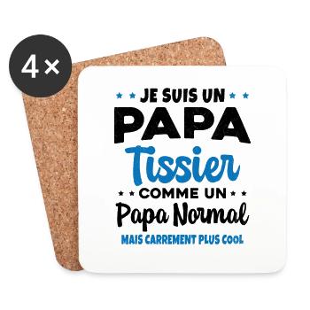 Homme Papa Pâtissier Humour Cadeau - Dessous de verre (lot de 4) - blanc - Devant