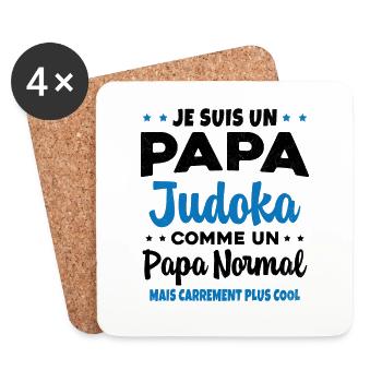 Homme Papa Judoka Humour Judo Cadeau - Dessous de verre (lot de 4) - blanc - Devant