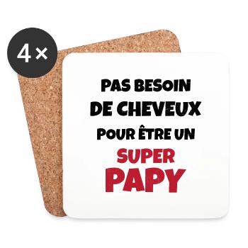 Pas besoin de cheveux pour être un super papy - Dessous de verre (lot de 4) - blanc - Devant
