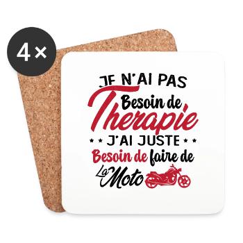Pas besoin de thérapie besoin de faire de la Moto - Dessous de verre (lot de 4) - blanc - Devant