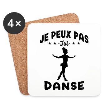j'peux pas j'ai Danse - Humour Fille Cadeau - Dessous de verre (lot de 4) - blanc - Devant