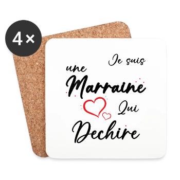 Je suis une Marraine qui Dechire Humour Cadeau - Dessous de verre (lot de 4) - blanc - Devant