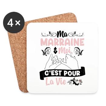 Ma Marraine & Filleule Cadeau Fille Amour - Dessous de verre (lot de 4) - blanc - Devant