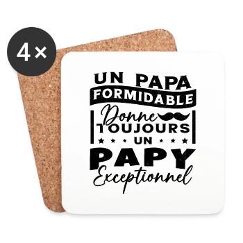 Papa Formidable Donne Toujours Papy Exceptionnel - Dessous de verre (lot de 4) - blanc - Devant