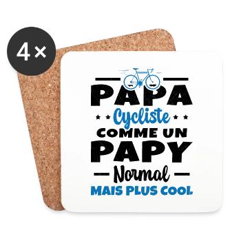 Papa Cycliste très Cool Vélo Cadeau - Dessous de verre (lot de 4) - blanc - Devant