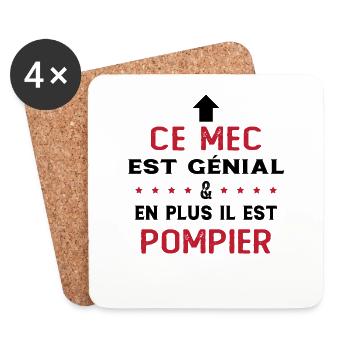 Ce mec est génial cadeau pompier humour - Dessous de verre (lot de 4) - blanc - Devant