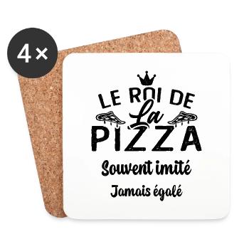 Le Roi de la Pizza Pizzaiolo Cadeau Drôle - Dessous de verre (lot de 4) - blanc - Devant