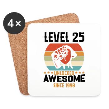 Level 25 Komplettes Geburtstagsgeschenk von 1998 - Untersetzer (4er-Set) - Weiß - Vorne