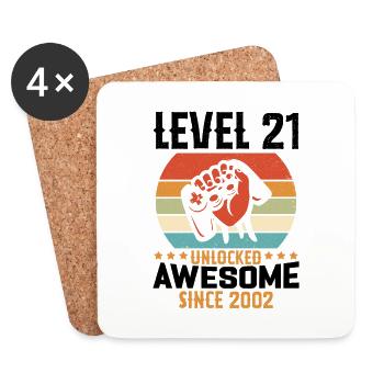 Level 21 Komplettes Geburtstagsgeschenk für 2002 - Untersetzer (4er-Set) - Weiß - Vorne