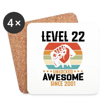 Level 22 Komplettes Geburtstagsgeschenk für 2001 - Untersetzer (4er-Set) - Weiß - Vorne