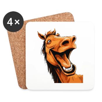 Laughing Horse Funny Funny Humor Crazy Ugly - Coasters (set of 4) - white - Front
