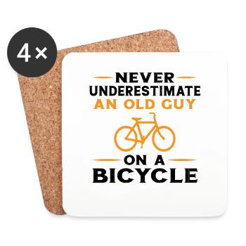 Unterschätze niemals einen alten Mann mit einem Fahrrad - Untersetzer (4er-Set) - Weiß - Vorne