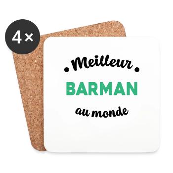 Le meilleur barman au monde Cadeau Papa Papi Homme - Dessous de verre (lot de 4) - blanc - Devant