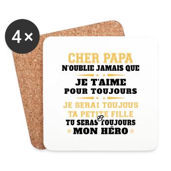 Homme Humour Papa Cadeau Papa Anniversaire - Dessous de verre (lot de 4) - blanc - Devant