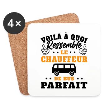 Chauffeur De Bus Parfait Humour Conducteur Cadeau - Dessous de verre (lot de 4) - blanc - Devant