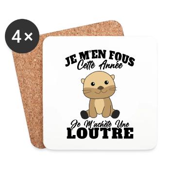 Je m'achète une loutre humour cadeau mignon - Dessous de verre (lot de 4) - blanc - Devant