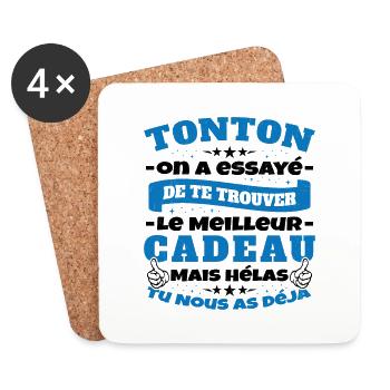 Tonton On A Essayé De Trouver Le Meilleur Cadeau - Dessous de verre (lot de 4) - blanc - Devant