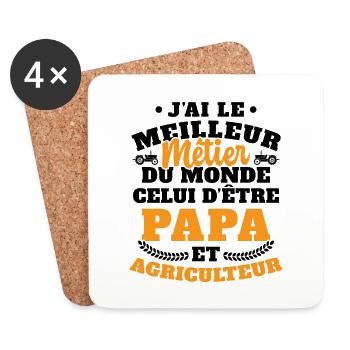 Humour Papa Tracteur Agriculteur Fermier - Dessous de verre (lot de 4) - blanc - Devant