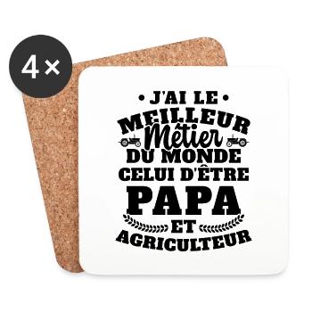 Humour Papa Tracteur Agriculteur Fermier - Dessous de verre (lot de 4) - blanc - Devant