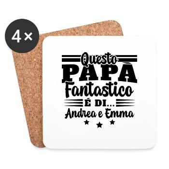 Ce papy génial appartient à Andrea et emma - Dessous de verre (lot de 4) - blanc - Devant