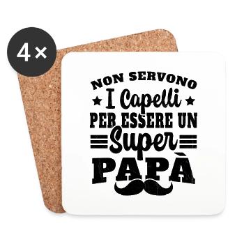 Pas Besoin De Cheveux Pour Être Un Super Papy - Dessous de verre (lot de 4) - blanc - Devant