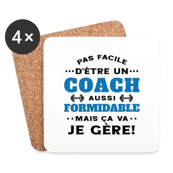 Coach Formidable Je Gère Idée Cadeau Humour - Dessous de verre (lot de 4) - blanc - Devant