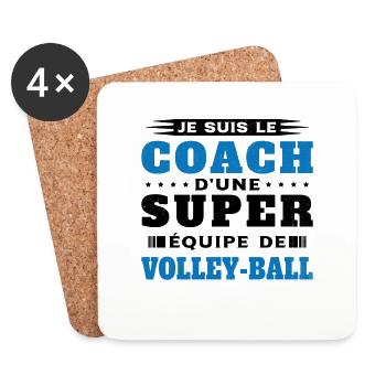 Coach D'une Super Équipe De Volleyball Cadeau - Dessous de verre (lot de 4) - blanc - Devant