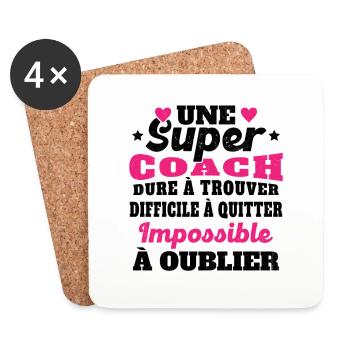 Une Super Coach Idée Femme Cadeau Humour - Dessous de verre (lot de 4) - blanc - Devant