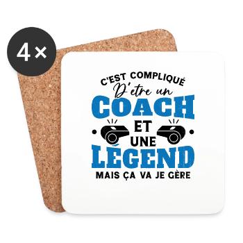 Coach De Légende Humour Coaching Sportif Cadeau - Dessous de verre (lot de 4) - blanc - Devant