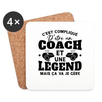 Coach De Légende Humour Coaching Sportif Cadeau - Dessous de verre (lot de 4) - blanc - Devant